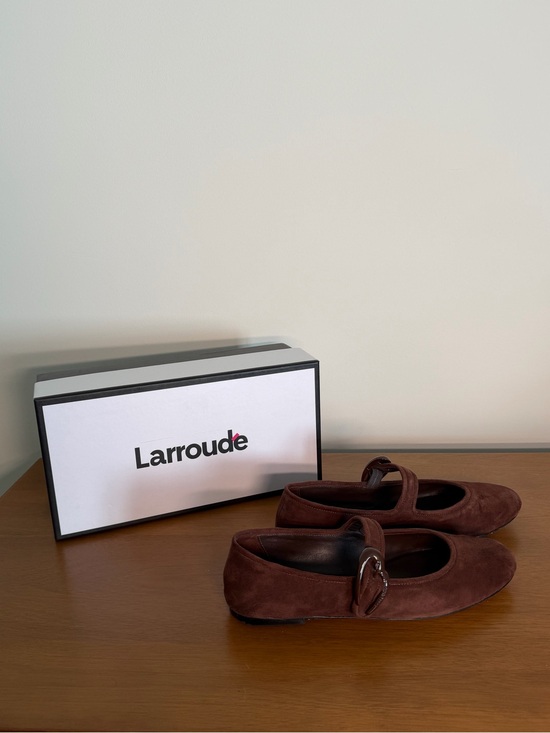 Brown suede Larroude flat (Verona flat) main image 4
